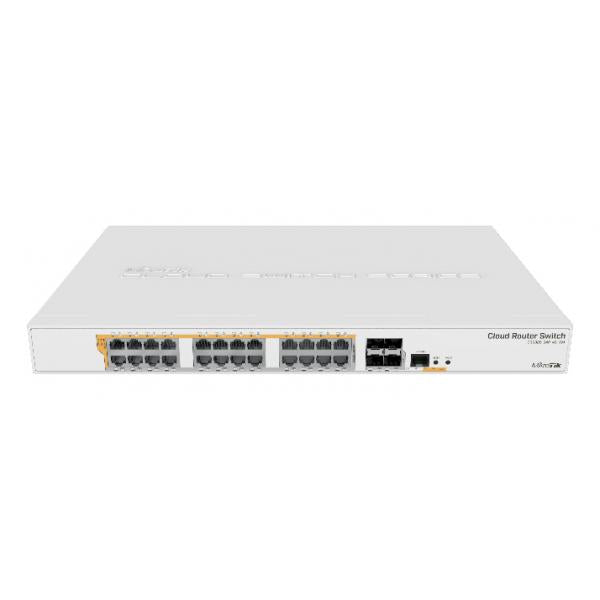 MikroTik, CRS328, 24P, 4S+RM 24 Gigabit Ethernet ports: Passive PoE, low voltage PoE, 802.3af/at (Type 1 ?PoE? / Type 2 ?PoE+?) with auto, sensing, 4 SFP+ ports [CRS328-24P-4S+RM]
