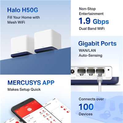 Mercusys Halo H50G(2-pack) Dual-band (2.4 GHz/5 GHz) Wi-Fi 5 (802.11ac) Bianco 3 Interno [Halo H50G(2-pack)]