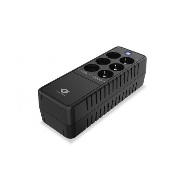 Conceptronic 650VA 360W Office UPS - Battery and Surge Protected Schuko x 3 - Surge Protected Schuko x 3 - RJ45 In/Out [ZEUS05E]