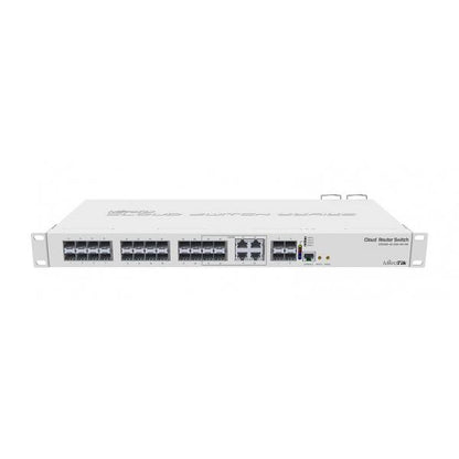 MikroTik, CRS328, 4C, 20S, 4S+RM with 800 MHz CPU, 512MB RAM, 24x SFP cages, 4xSFP+ cages, 4x Combo ports (1xGbit LAN or SFP), RouterOS L5 or SwitchOS (dual boot), 1U rackmount case, Dual PSU [CRS328-4C-20S-4S+RM]