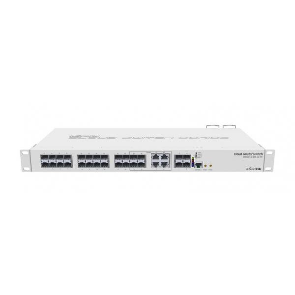 MikroTik, CRS328, 4C, 20S, 4S+RM with 800 MHz CPU, 512MB RAM, 24x SFP cages, 4xSFP+ cages, 4x Combo ports (1xGbit LAN or SFP), RouterOS L5 or SwitchOS (dual boot), 1U rackmount case, Dual PSU [CRS328-4C-20S-4S+RM]