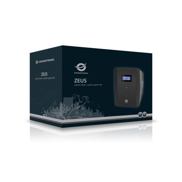 Conceptronic 1200VA 720W UPS - IEC x 6 - HID USB - RJ45 In/Out - AVR [ZEUS03E]