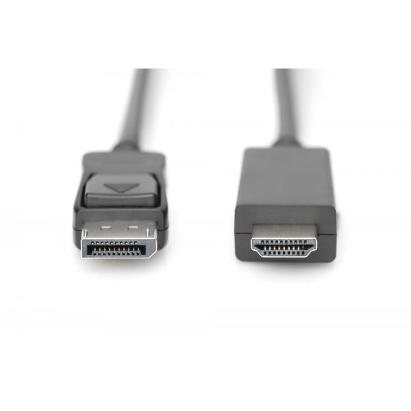 Digitus DisplayPort adapter cable - DP - HDMI type A M/M - 3m - w/lock - DP 1.2_HDMI 2.0 - 4K/60Hz - Black [AK-340303-030-S]