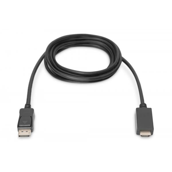 Digitus DisplayPort adapter cable - DP - HDMI type A M/M - 3m - w/lock - DP 1.2_HDMI 2.0 - 4K/60Hz - Black [AK-340303-030-S]