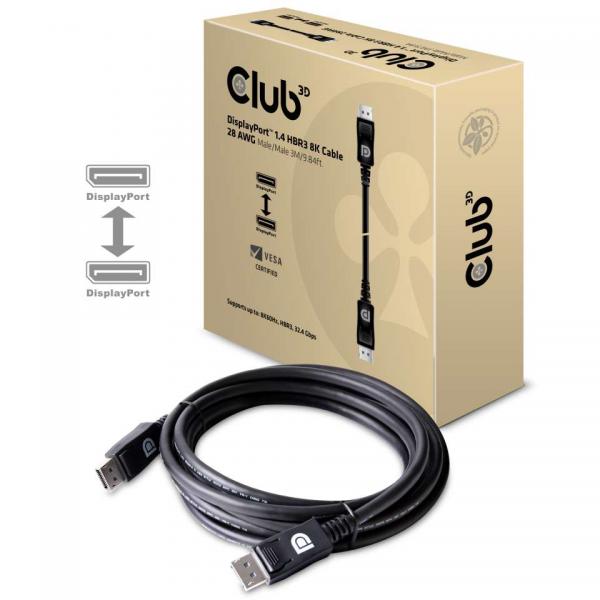 CLUB3D DISPLAYPORT 1.4 HBR3 CABLE MALE / MALE 3 METERS /9.84FT [CAC-1060]