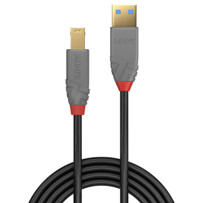 LINDY No. 36741 - Cavo USB 3.2 Tipo A a B, 5 Gbit/s, Anthra Line, 1m [LIN-36741]