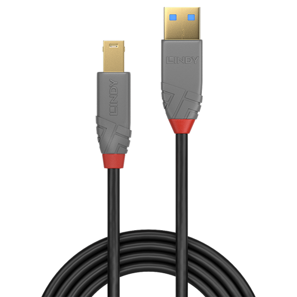 LINDY No. 36741 - Cavo USB 3.2 Tipo A a B, 5 Gbit/s, Anthra Line, 1m [LIN-36741]