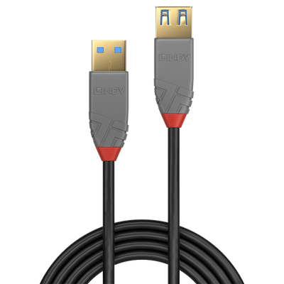 LINDY PROLUNGA USB ANTHRA LINE 3.0 TIPO A MASCHIO A A FEMMINA 3 MT TRIPLA SCHERMATURA GUSCIO IN PVC 10 ANNI DI GARANZIA [36763]