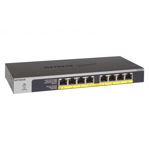 NETGEAR SWITCH 8 PORTE GIGABIT POE [GS108LP-100EUS]