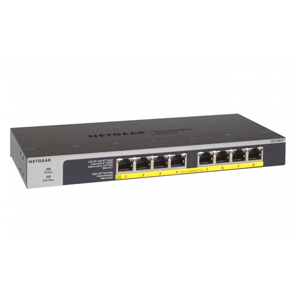 NETGEAR SWITCH 8 PORTE GIGABIT POE [GS108LP-100EUS]