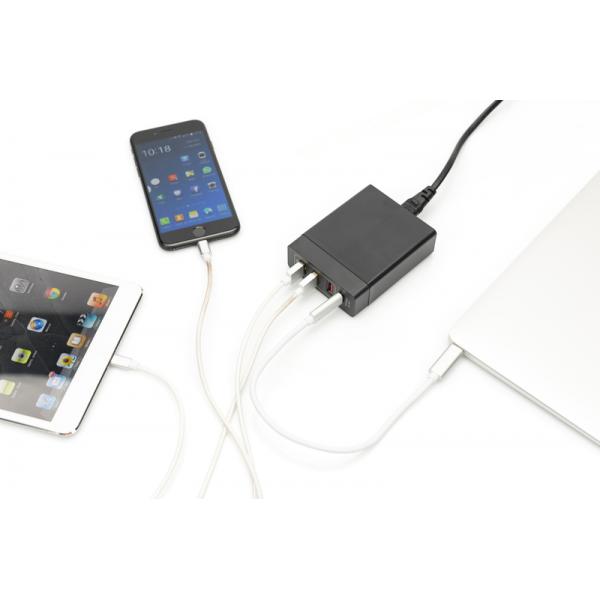 Digitus 4-Port Universal Charging Adapter - 1x USB-C (60W) - 3x USB-A (DC 5V,2.4A) - Black [DA-10195]