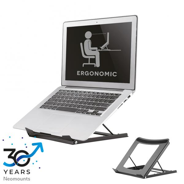 Neomounts Laptop Stand - 10-16inch - Max 5 kg - 5 Height Positions - Foldable - Compact - Universal - Black [NSLS075BLACK]
