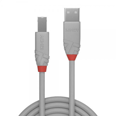 LINDY CAVO USB ANTHRA LINE 2.0 TIPO A MASCHIO A B MASCHIO 3MT DOPPIA SCHERMATURA GUSCIO IN PVC GRIGIO 10 ANNI DI GARANZIA [36684]