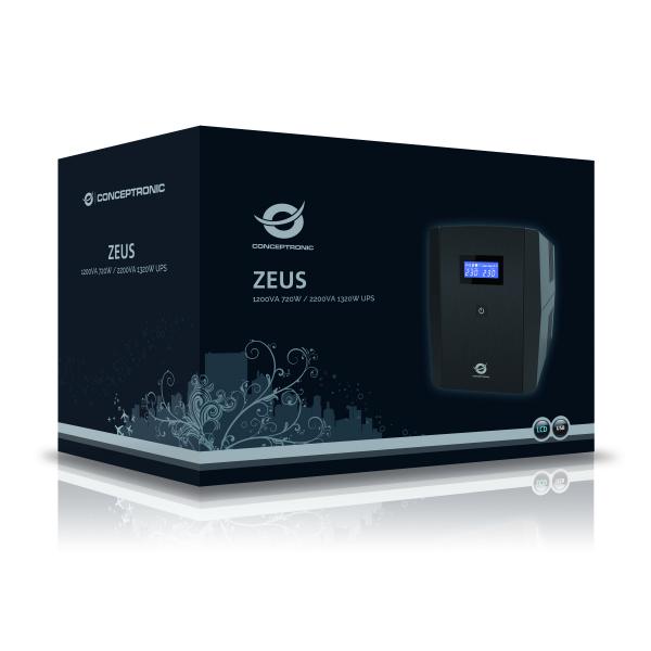 Conceptronic 2200VA 1320W UPS - IEC x 3 - Schuko x 2 - HID USB - AVR [ZEUS04EM]