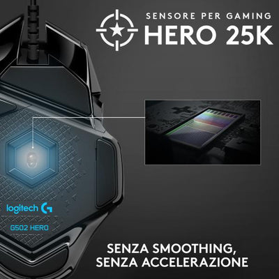 Logitech G502 HERO High Performance RGB Gaming Mouse - 25600 DPI [910-005471]