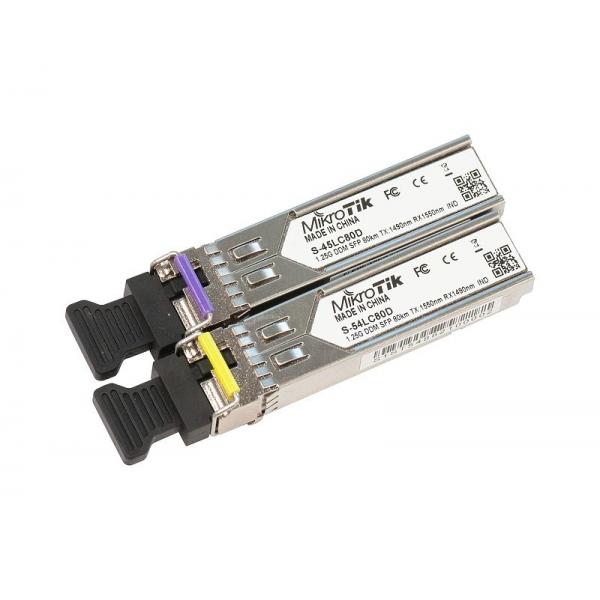 MikroTik, Pair of SFP modules, S, 45LC80D (1.25G SM 80km T1490nm/R1550nm, Single LC, connector) + S, 54LC80D (1.25G SM 80km T1550nm/R1490nm, Single LC, connector) PROMO FINO A ESAURIMENTO SCORTE [S-4554LC80D]
