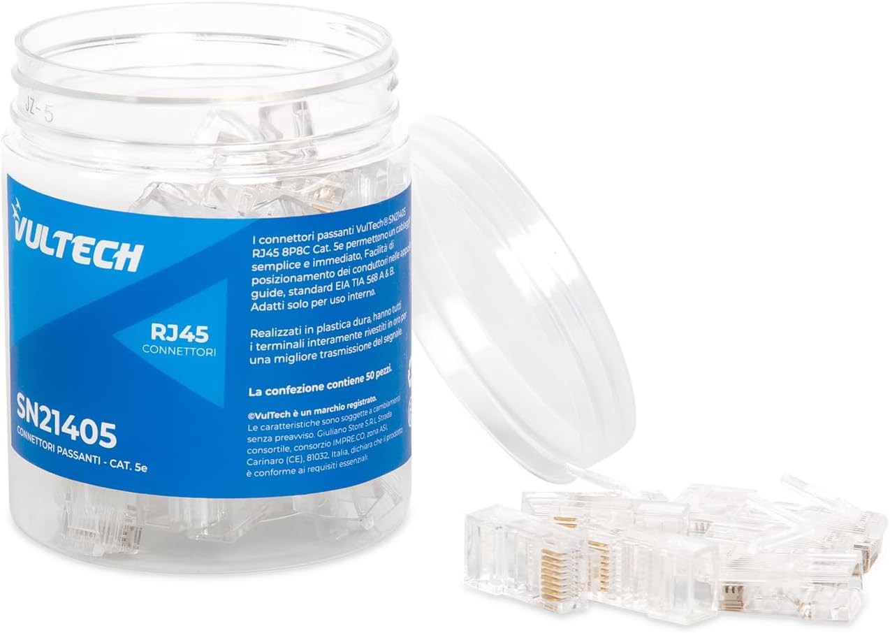 CONNETTORI TRASPARENTI 50 PZ. 8P8C [SN21405]