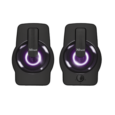 TRUST SET ALTOPARLANTI SPEAKERS 2.0 12W PICCO (6W RMS) ILLUMINATI LED RGB - GEMI - NERO [22948]