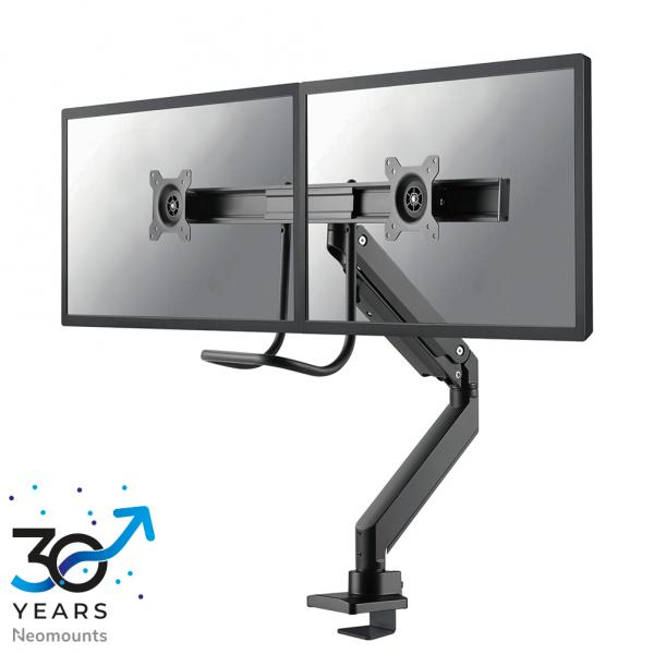 Neomounts Dual Crossbar Monitor Arm - 10-32inch - 1-8 kg/screen - Gas Spring - 180 Degrees - Stop Mechanism - Topfix - Black [NM-D775DXBLACK]