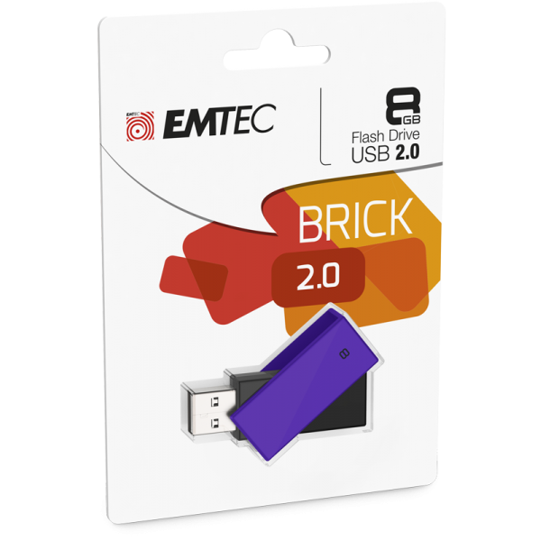 Emtec C350 Brick 2.0 unità flash USB 8 GB USB tipo A Nero, Viola [ECMMD8GC350]