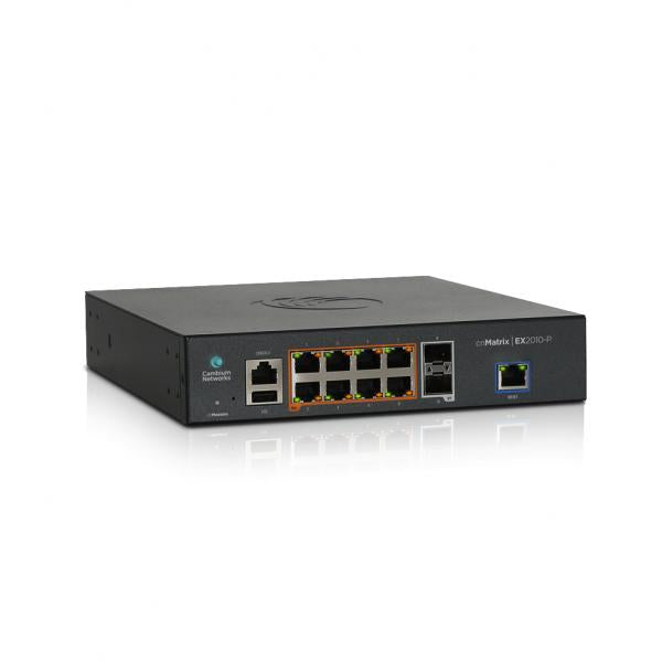 CambiumNetworks,EX2010P,Intelligent Ethernet PoE Switch cnMatrix, 8 x 1G and 2 SFP fiber ports, 100W [MX-EX2010PxA-E]