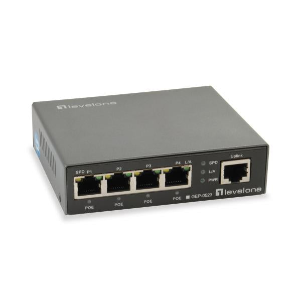 Level One 5-Port Gigabit PoE Switch - 802.3at/af PoE - 4 PoE Outputs - 60W [GEP-0523]