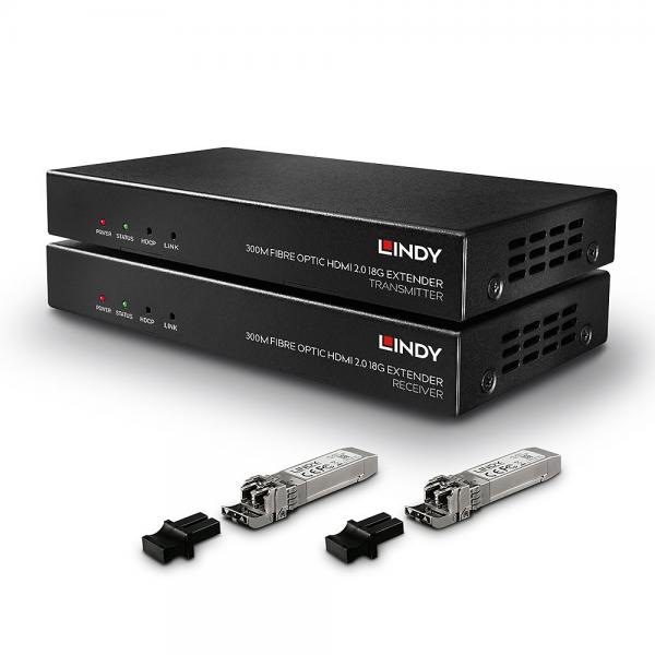 LINDY No. 38174 - Extender HDMI 4K60, IR, RS232 & Audio su Fibra Ottica, 300m/1000m [LIN-38174]