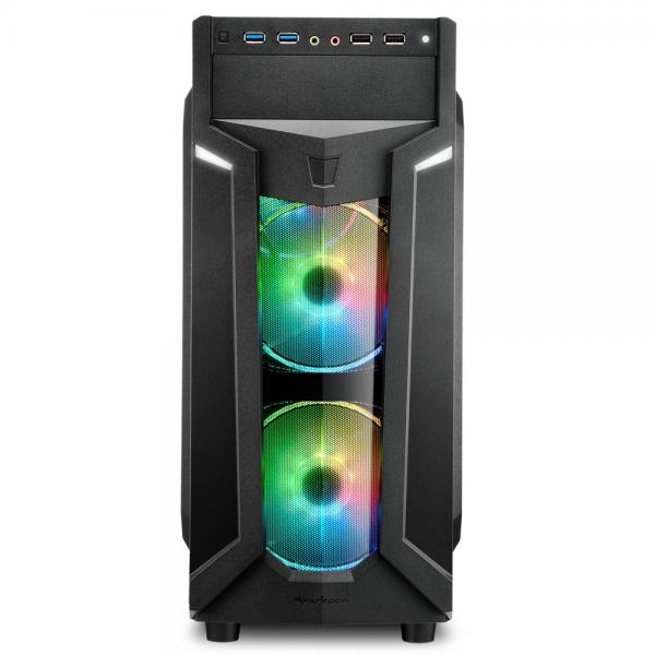 SHARKOON CASE VG6-W RGB, ATX, 2XUSB2, 2XUSB3, 6 SLOTS, 2X120 LED FRONT 1X120 REAR, WINDOW ACRILIC, RGB COLOR [VG6-W RGB]