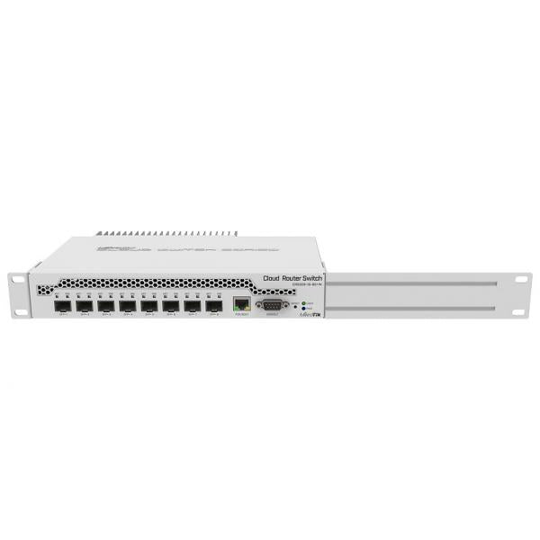 MikroTik, Cloud Router Switch 309, 1G, 8S+IN with Dual core 800MHz CPU, 512MB RAM, 1xGigabit LAN, 8 x SFP+ cages, RouterOS L5 or SwitchOS (dual boot), passive desktop case, rackmount ears, PSU [CRS309-1G-8S+IN]