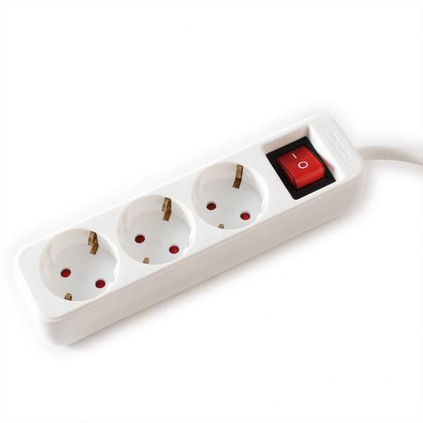 VALUE POWER STRIP, 3X, CON INTERRUTTORI, BIANCO, 3M, SHUKO [19.99.1077]