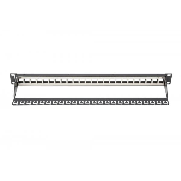 Digitus 1U Modular Patch Panel - Shielded - 24 Port - Blank - Rack Mount - Black [DN-91411]