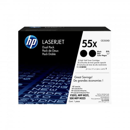 HP TONER NERO 55X PER LJ P3015 12.500 PAG (CONF 2 PZ) [CE255XD]