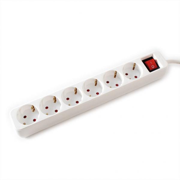 VALUE POWER STRIP, 6X, CON INTERRUTTORI, BIANCO, 1.5M, SHUKO [19.99.1084]