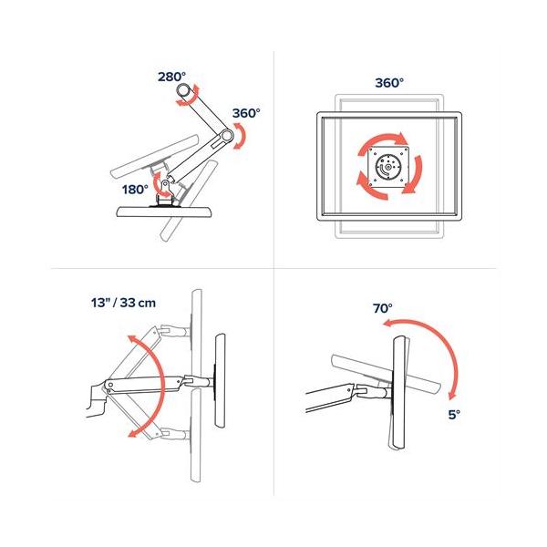Ergotron LX Dual Side-by-Side Arm - Two Monitor Mount - Max. 27 inch screen - Matte Black [45-245-224]