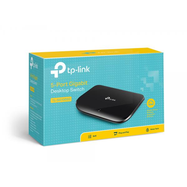 TP-Link - TL-SG1005D - 5-port Desktop Gigabit Switch, 5 10/100/1000M RJ45 ports, plastic case [TL-SG1005D]