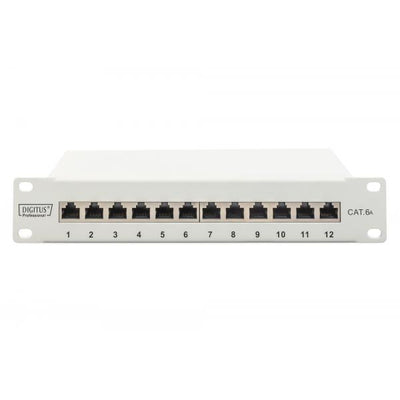 Digitus CAT 6A Patch Panel - Shielded - 12-Port Label Field - 1U - 10inch Rack Mount - Grey [DN-91612S-EA-G]