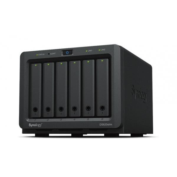 SYNOLOGY NAS TOWER 6BAY 2.5" SSD/HDD SATA, INTEL CELERON J3355 2CORE 2,0 GHz, 2GB DDR3L (UP TO 6GB), 2xGIGABIT, 2xUSB 3.0 [DS620SLIM]