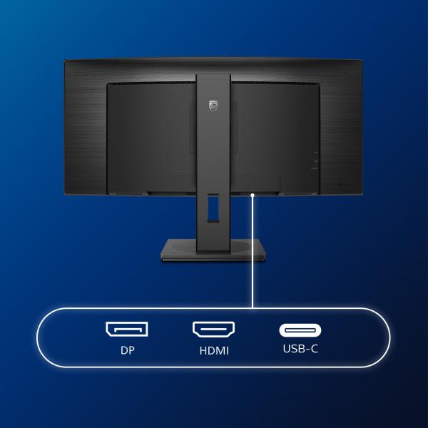 Philips B-Line - 34 inch Curved - UltraWide Quad HD VA LED Monitor - 3440x1440 - USB-C Dock - HAS / RJ45 [346B1C/00]