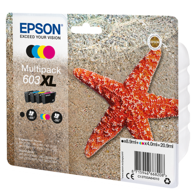 EPSON CART INK 603 XL MULTI PACK, NERO, GIALLO, CIANO, MAGENTA, SERIE STELLA MARINA [C13T03A64010]