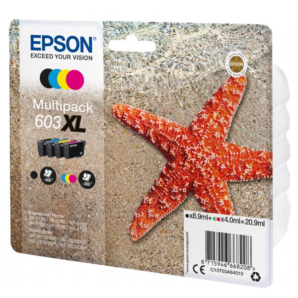 EPSON CART INK 603 XL MULTI PACK, NERO, GIALLO, CIANO, MAGENTA, SERIE STELLA MARINA [C13T03A64010]