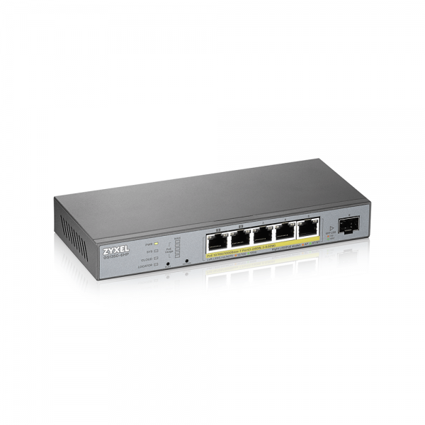 ZYXEL SWITCH MANAGED PER CCTV: 5 PORTE GIGABIT POE (BUDGET 60W) + 1 PORTA SFP, NFLEX [GS1350-6HP-EU0101F]