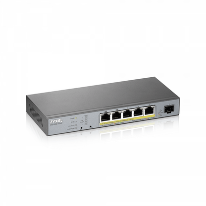 ZYXEL SWITCH MANAGED PER CCTV: 5 PORTE GIGABIT POE (BUDGET 60W) + 1 PORTA SFP, NFLEX [GS1350-6HP-EU0101F]