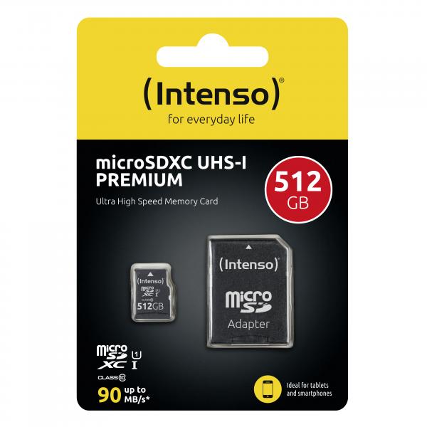 INTENSO MEMORY CARD MICRO SD 512GB UHS-I PREMIUM Up to 90 Mb/s [3423493]