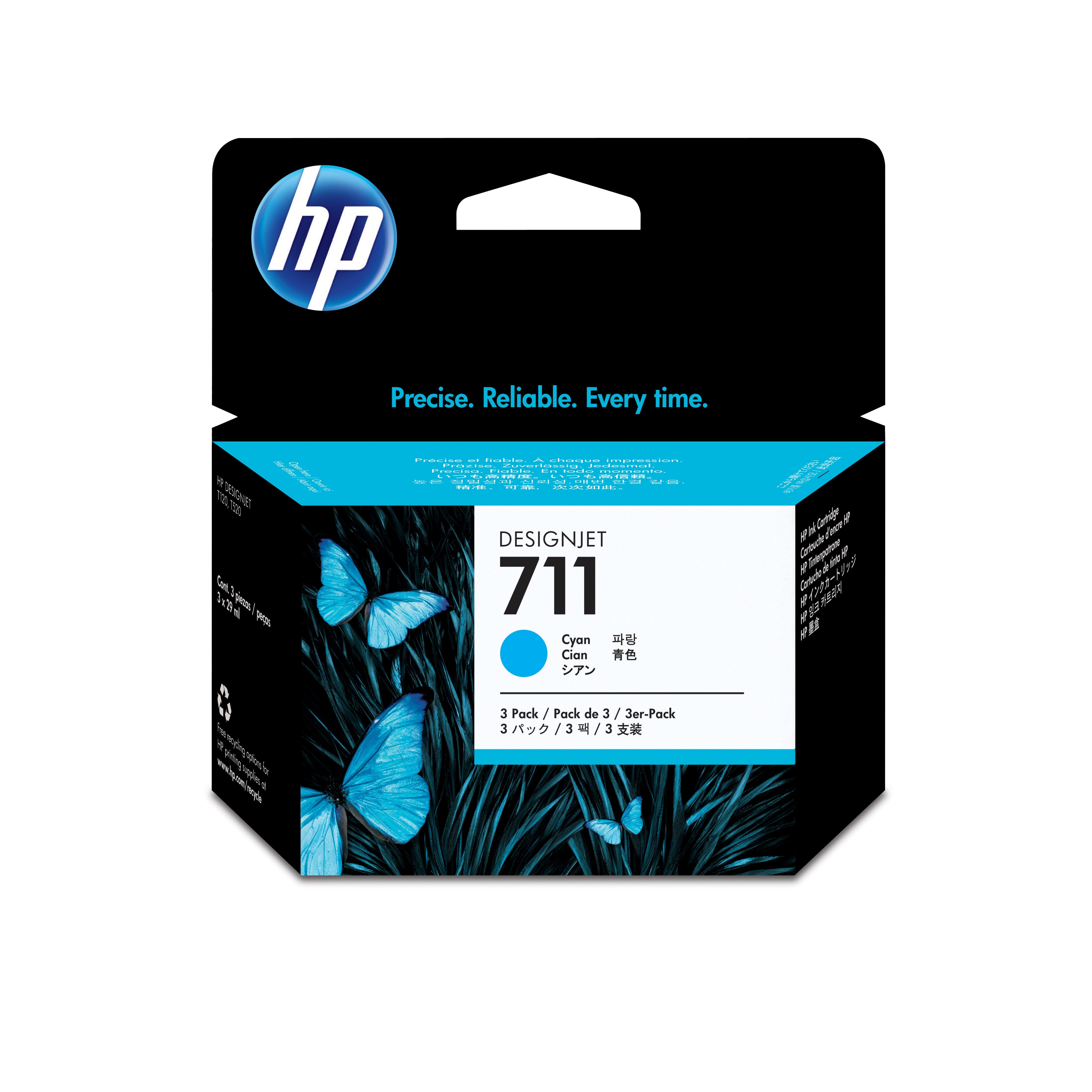 Hp 711 Ink Cartridge Cyan standard capacity 3-pack [CZ134A]