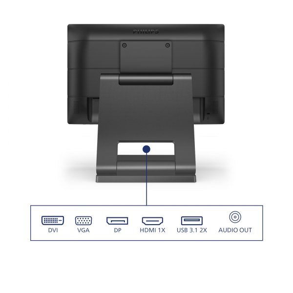 PHILIPS MONITOR TOUCH 15,6 1366x768, IP54, 1O PUNTI TOCCO, VGA/DVI/DP/HDMI, MULTIMEDIALE [162B9T]