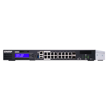 QNAP EDGE Guardian 1600P, 16 1GbE PoE ports with 2 RJ45 and SFP+ combo port. 370W PoE power budget, Intel CeleronJ4115, 2 X 2.5" SSD/HDD, 2 x PCIe Gen 2x2 slots, 1 X USB3.0, 2 X USB 2.0, 1 X HDMI - [QGD-1600P-8G]