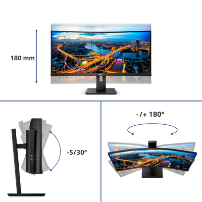 Philips B-Line - 34 inch Curved - UltraWide Quad HD LED Monitor - 3440x1440 - HAS [345B1C/00]
