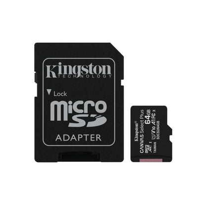 KINGSTON MICRO SDHC 64GB CANVAS SELECT 80R CL10 UHS-I CON ADATTATORE SD [SDCS2/64GB]