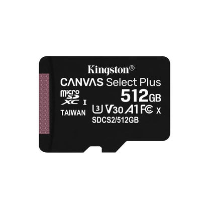 KINGSTON MICRO SDHC 512GB CANVAS SELECT 80R CL10 UHS-I CON ADATTATORE SD [SDCS2/512GB]