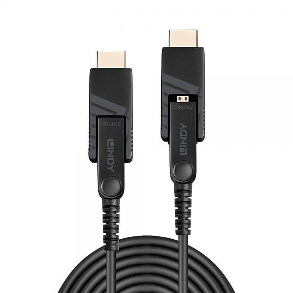 LINDY No. 38321 - Cavo Micro-HDMI 4K60 Ibrido in Fibra Ottica con connettori HDMI & DVI removibili, 20m [LIN-38321]